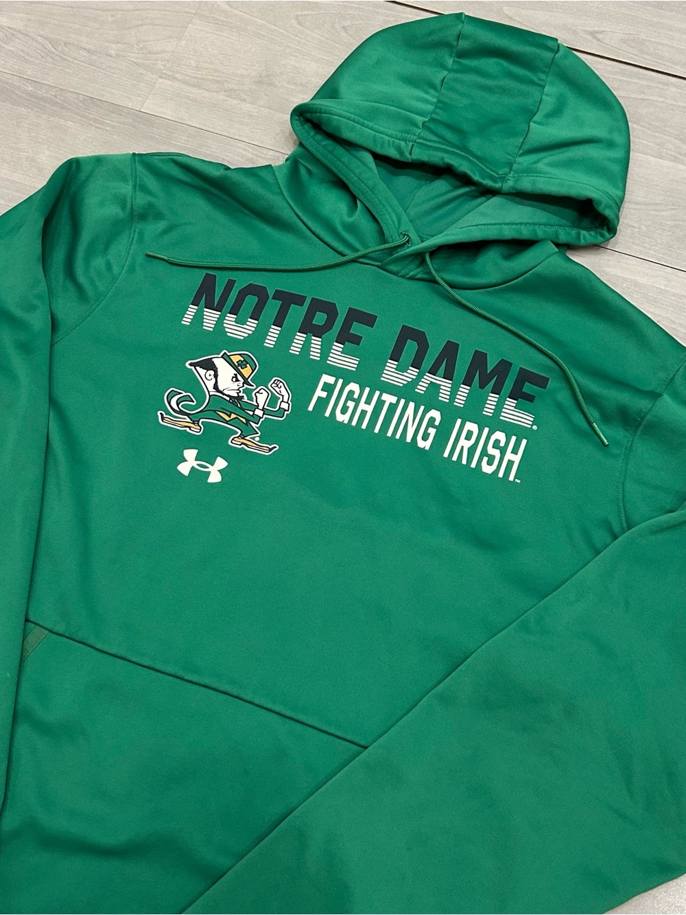 Under Armour Notre Dame Fighting Irish Hoodie Mens XL Green Leprechaun Pullover